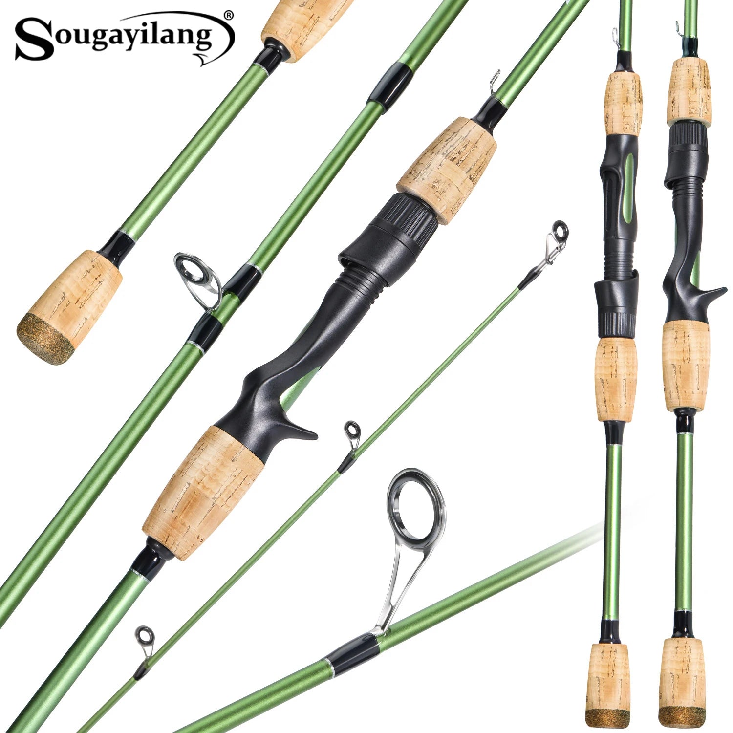 Sougayilang High Garbon Fishing Rod with Cork Anti Slip Grip Rust Proof Guide Ring Smooth and Precise Throwing to catch Big Fish