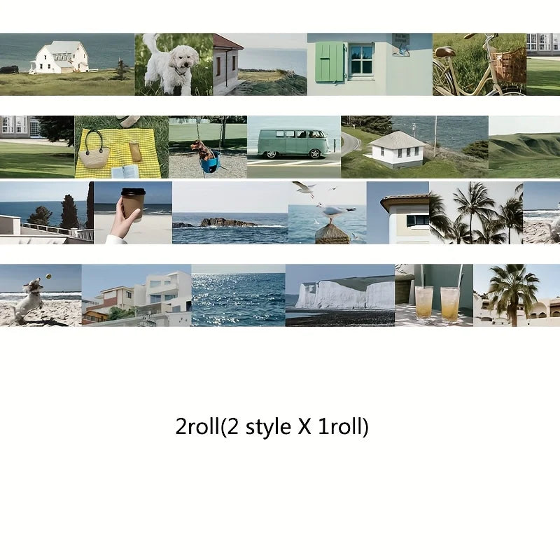 2 Roll Washi Paper Tape Ins Style Daily Life Sharing Pattern Diary Tape Creative Phone Case Storage Box Photo Decorative