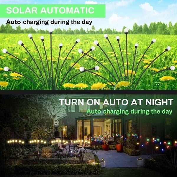 Solar LED Light Garden Fireworks Warm Light Outdoor LED Waterproof Firefly Lawn Light Garden Path Decoration