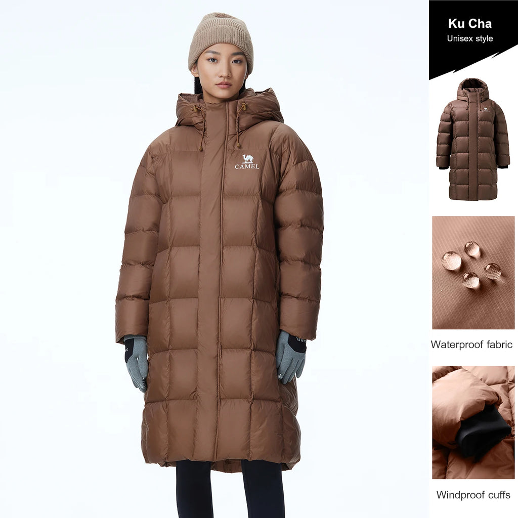 GOLDEN CAMEL Outdoor Long Down Jackets Men Women 3A Antibacterial Water-repellent Windproof Graphene Coats for Men 2024 Winter