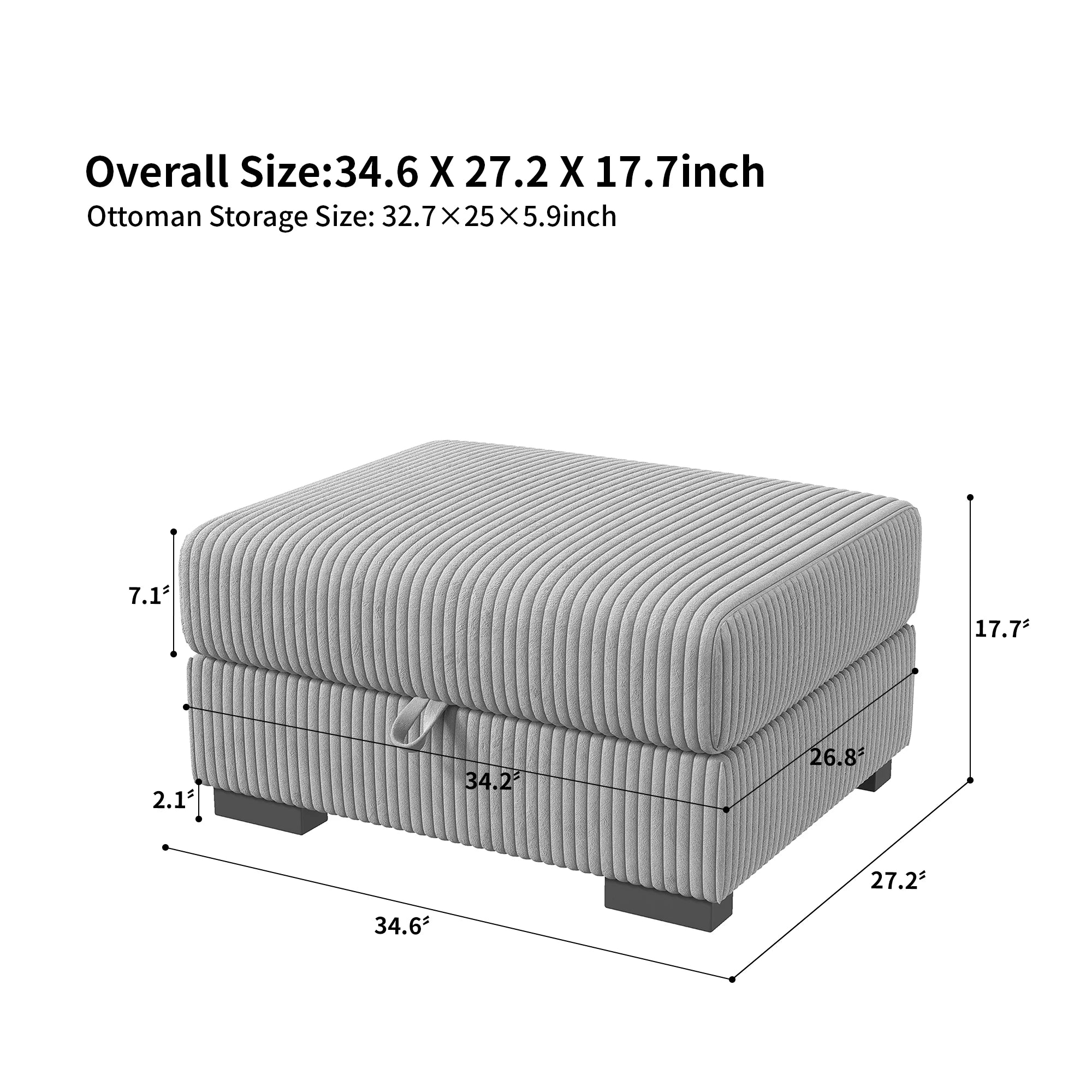 Anajqaqia Modular Sofa, Living Room Sofas, Velvet Sofa with Wide Armrests, Footstool, Various Combinations, Velvet, Grey