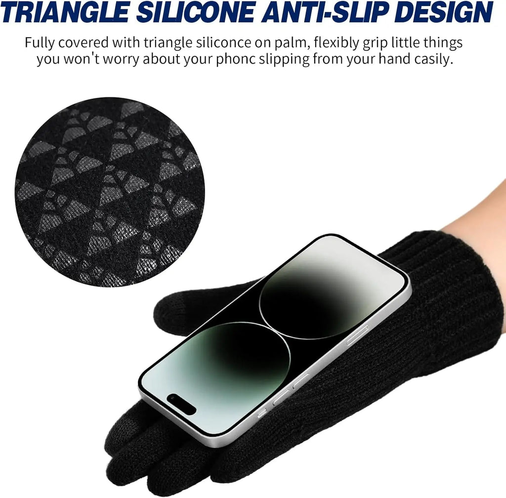 Winter Knitted Gloves Thermal Windproof Plush Warm Touchscreen Non Slip Bicycle Motorcycle Outdoor Sport Gloves