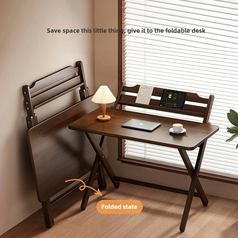 Foldable Study Desk | Space Saving Workstation with Adjustable Shelf & Multi-Function Laptop Table for Small Dorm Spaces‌