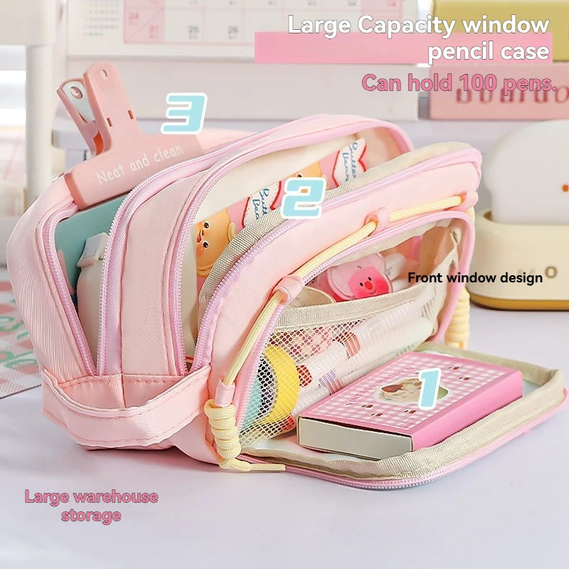 Dopamine Contrasting Dachshund Dog Large Capacity Pencil Bag Velcro High  Value Japanese Style New Stationery Box