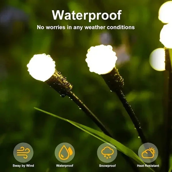 Solar LED Light Garden Fireworks Warm Light Outdoor LED Waterproof Firefly Lawn Light Garden Path Decoration