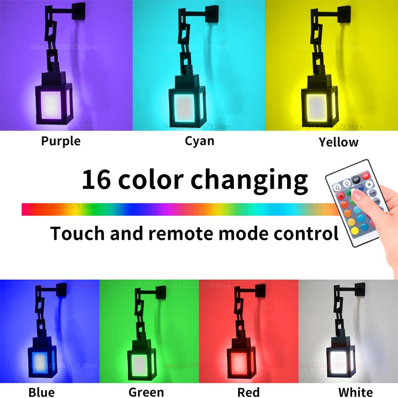 16 Color Wall Mounted Night Light Rechargeable Pixel Lantern with Remote LED Bedside Lamp for Kids Bedroom Living Room Decor