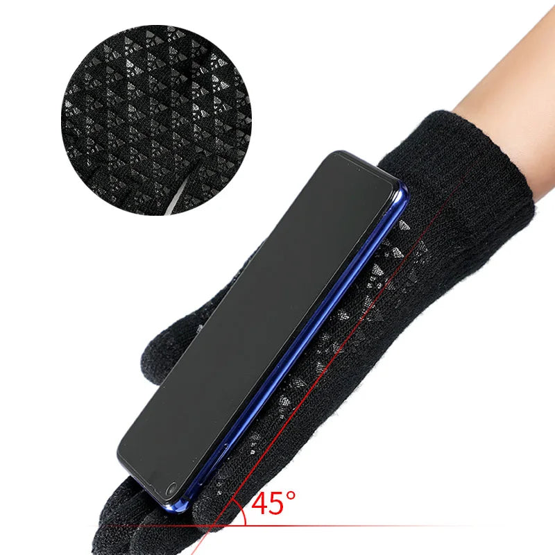 Winter Autumn Cycling Warm Gloves Men Women Driving Gloves Elastic Triangular Anti Slip Daily Travel Knitted Gloves for Couples