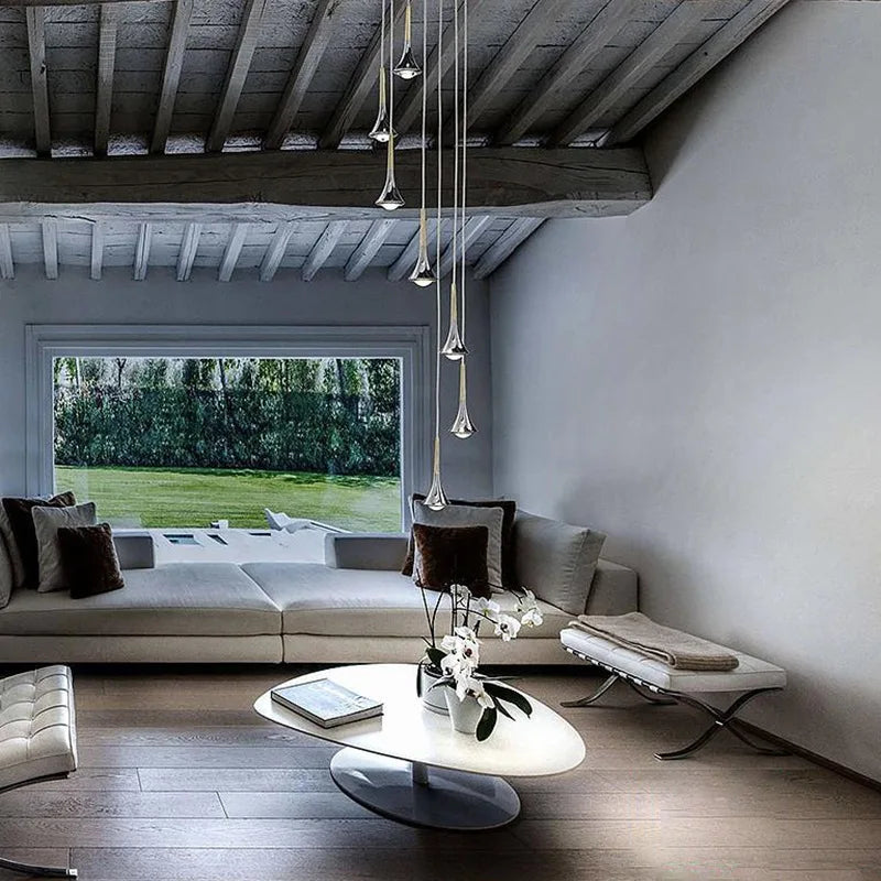Italian Designer Rain Drop Pendant Lamp Ceiling Chandelier Suspension Hanging Light for Loft Bedroom Living Room