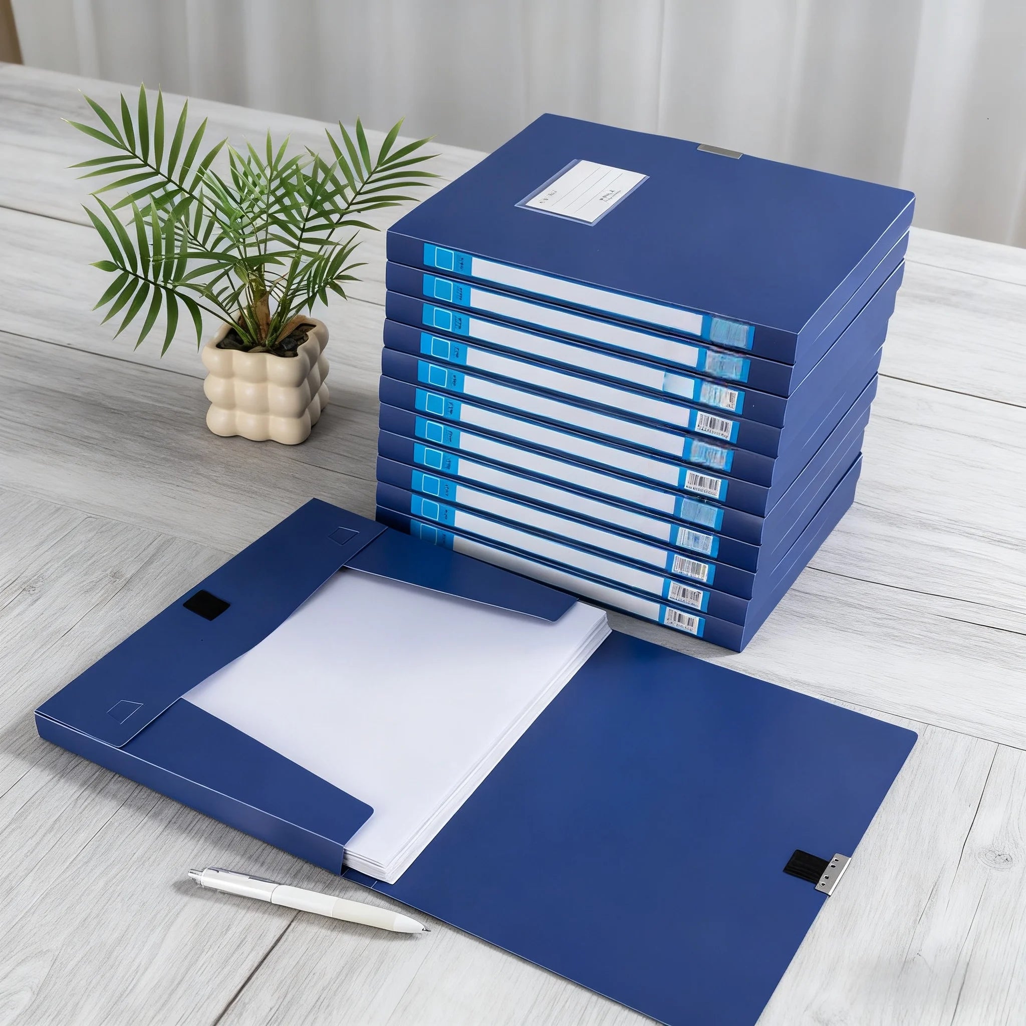 A4 File Folder File Box with Adhesive Closure, Thickened Plastic Document Box, Storage Bag, Office Supplies, A4 Organizer Box, Foldable Document Holder