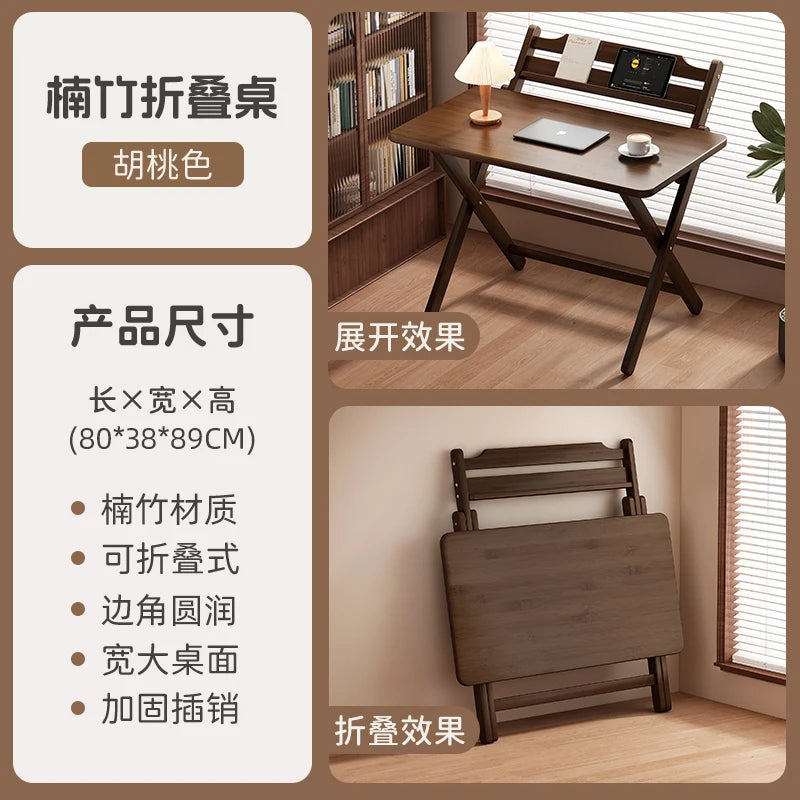 Foldable Study Desk | Space Saving Workstation with Adjustable Shelf & Multi-Function Laptop Table for Small Dorm Spaces‌