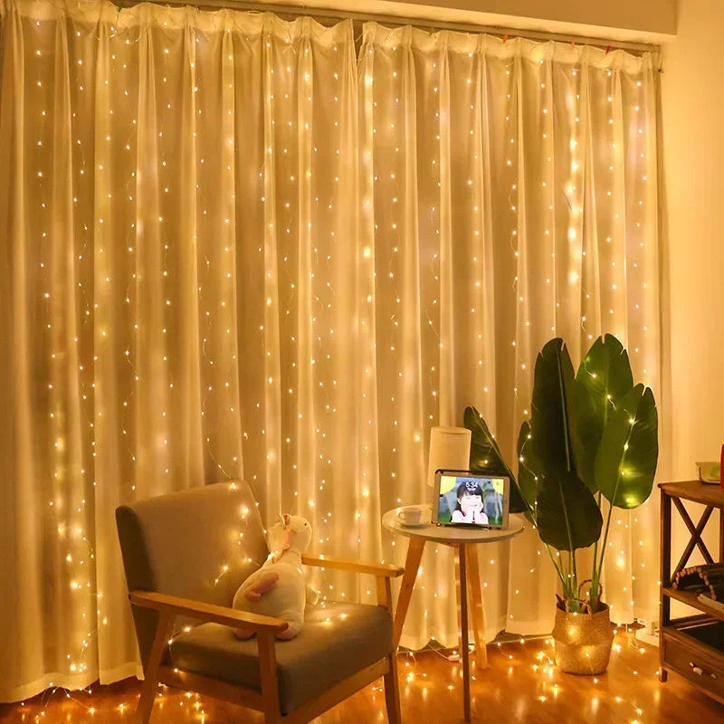 3/4/6m Curtain LED String Lights Garland USB Festoon Remote Control Fairy Garland Lights Christmas Decoration for Bedroom Home