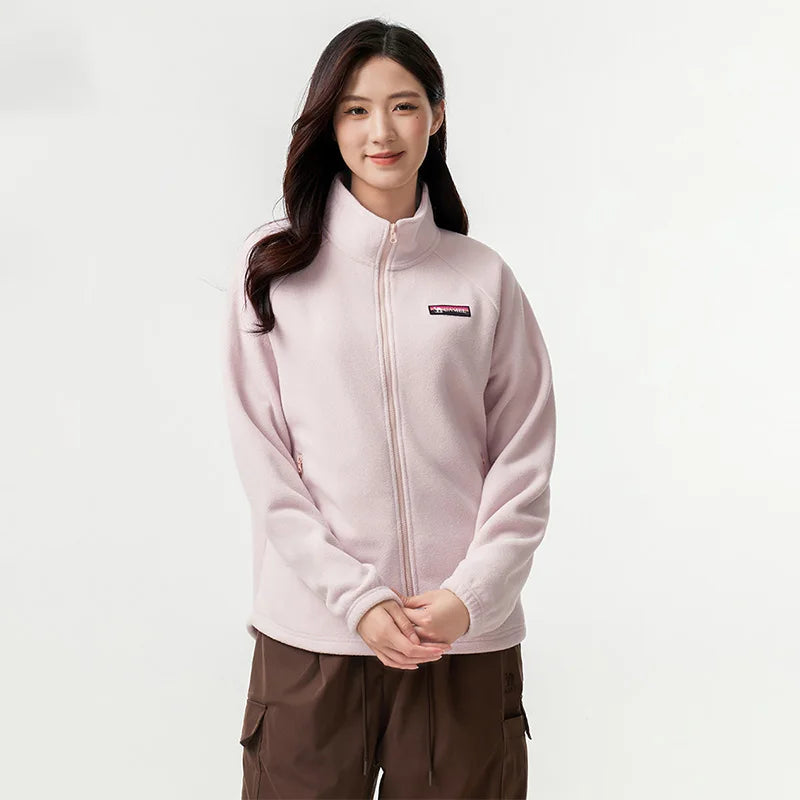 GOLDEN CAMEL Outdoor Fleece Jacket for Women Men Double-sided Polar Fleece Warm Anti-static Stand-up Collar Windproof Coat Liner