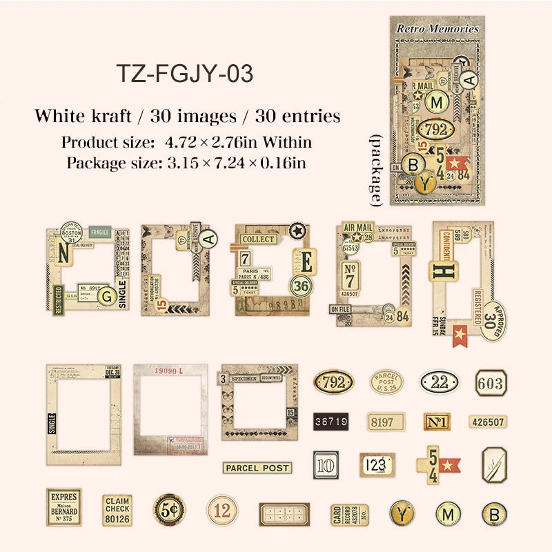 Retro Memories Series Vintage Butterfly Border Label Landscape Sticker Creative DIY Journal Material Collage Stationery