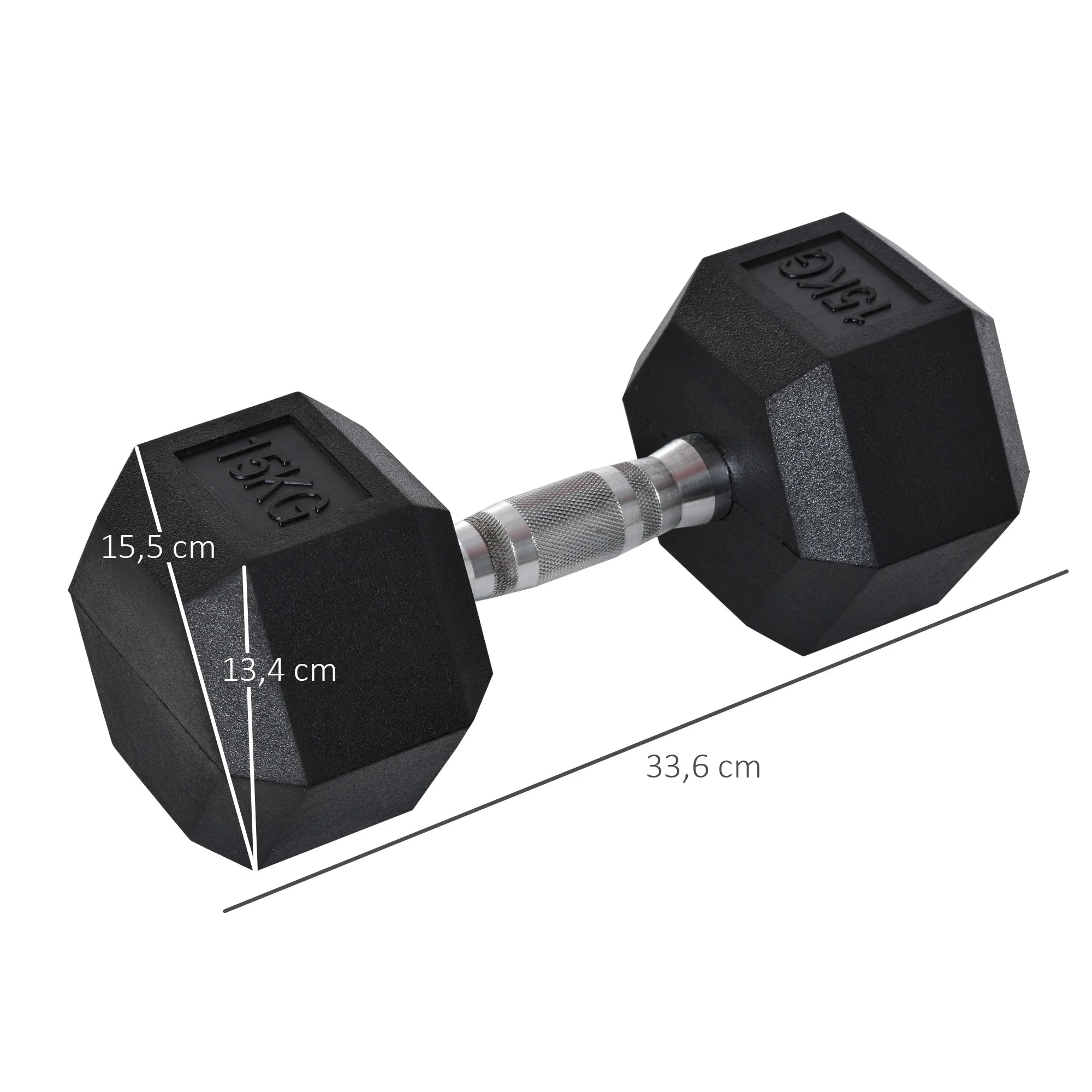 Homcom Hexagonal Dumbbell 15 kg with Black and Silver Metal Connecting Bar