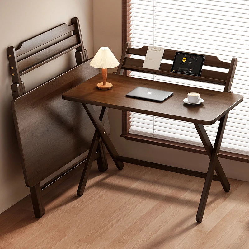 Foldable Study Desk | Space Saving Workstation with Adjustable Shelf & Multi-Function Laptop Table for Small Dorm Spaces‌