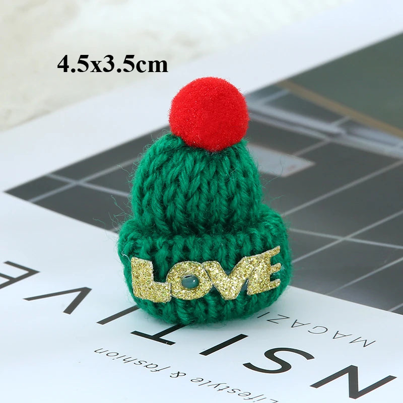 10PCS/set Mini Knit Hat Mini Christmas Scarf Set Knitting Craft Doll Hats DIY Jewelry Making Hair Decoration Accessories Crafts