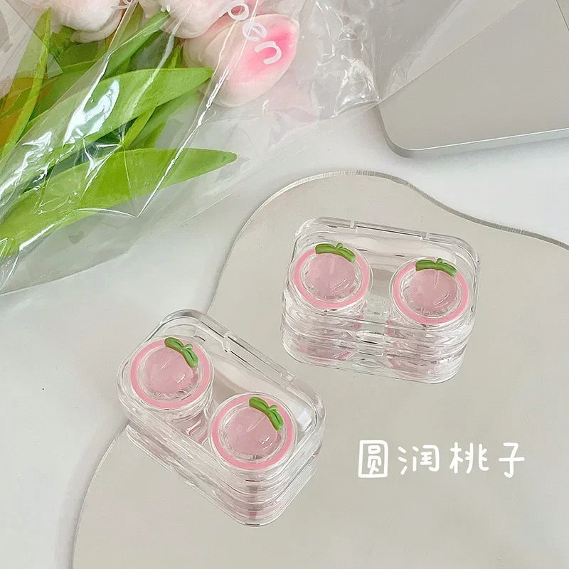 Pink Peach Clear Visible Contact Len Case NoScrew Lid Contact Lens Organizer Colored Contacts Lens Case Travel Organizer 2025New
