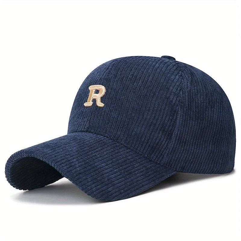New minimalist three-dimensional letter R solid color striped baseball cap with adjustable fashion hat