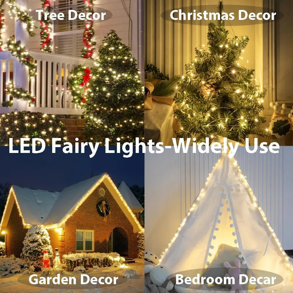 50M-200M Outdoor String Lights Christmas Fairy Lights Garland LED For New Year Wedding Party Terrace Camping Tree Decoration