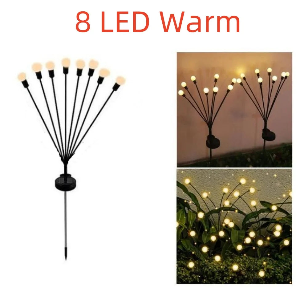 Solar LED Light Garden Fireworks Warm Light Outdoor LED Waterproof Firefly Lawn Light Garden Path Decoration