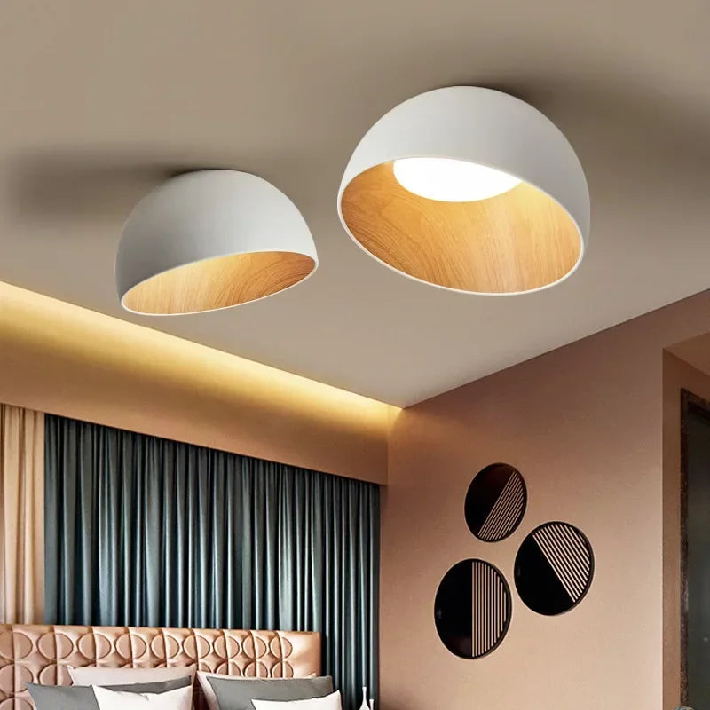 Nordic Bedroom Ceiling Light Creative Casual Personalized Slanted Wood Grain Japanese Style Master Bedroom Lighting Fixture