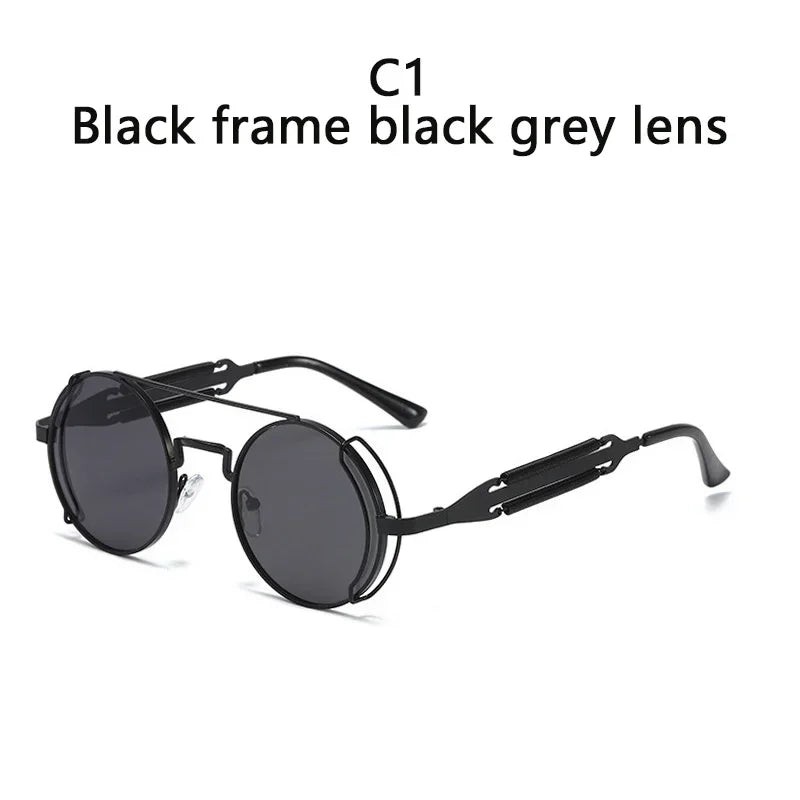 2022 New Metal Steampunk Sunglasses Men Women Fashion Round Glasses Bran age Sun Glasses High Quality Oculos de sol
