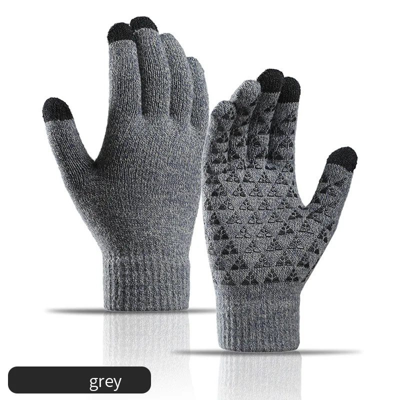 Winter Autumn Cycling Warm Gloves Men Women Driving Gloves Elastic Triangular Anti Slip Daily Travel Knitted Gloves for Couples