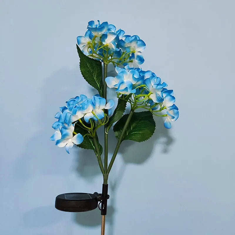 Hydrangea Flowers Lawn Light Garden Stakes Ground Lights Outdoor Decor Lamp Pathway Waterproof  Pond Floral Solar Powered Light