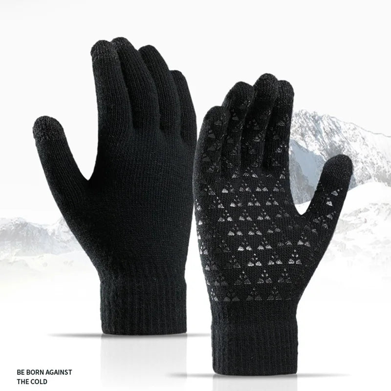 Winter Autumn Cycling Warm Gloves Men Women Driving Gloves Elastic Triangular Anti Slip Daily Travel Knitted Gloves for Couples