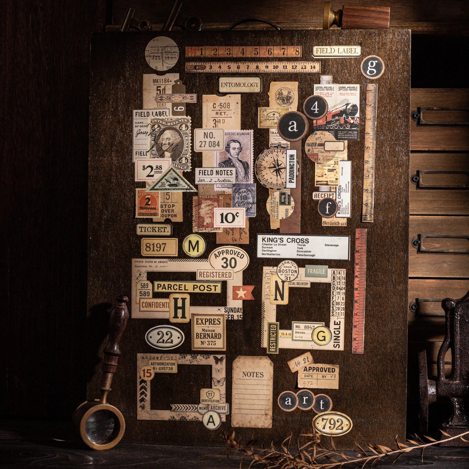 Retro Memories Series Vintage Butterfly Border Label Landscape Sticker Creative DIY Journal Material Collage Stationery