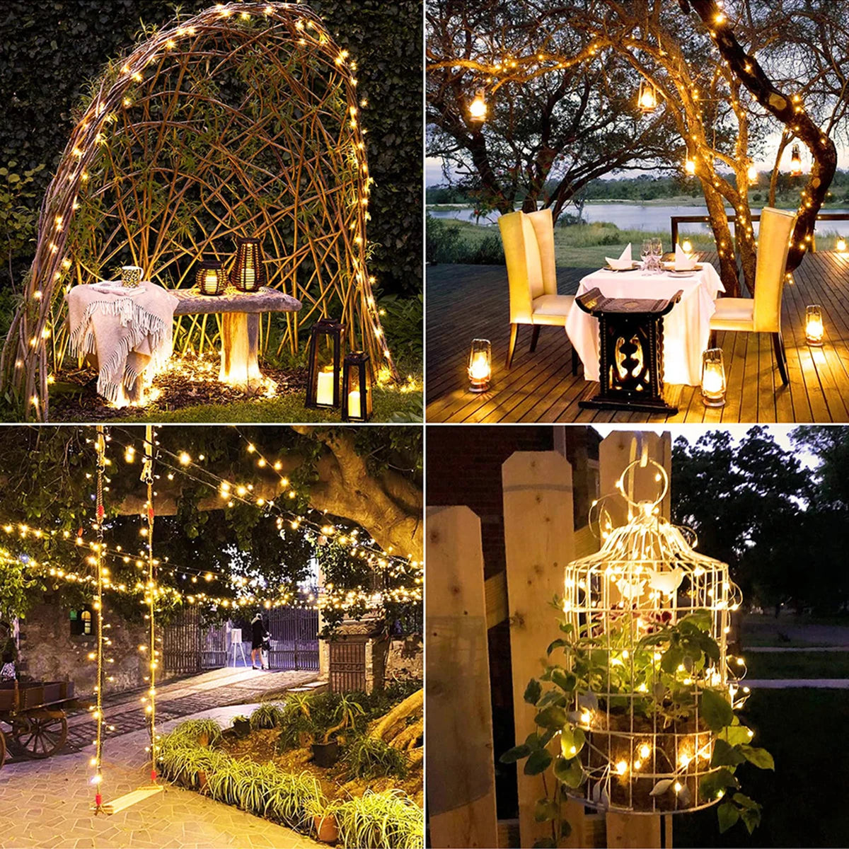 50M-200M Outdoor String Lights Christmas Fairy Lights Garland LED For New Year Wedding Party Terrace Camping Tree Decoration