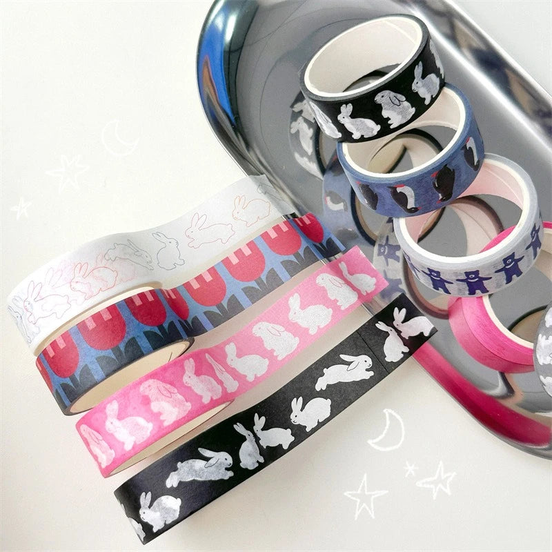 Korean Ins Cute Penguin Tapes DIY Washi  Cartoon Rabbit Paster Girls Phone Decoration Material Scrapbook Journal Creative Decals