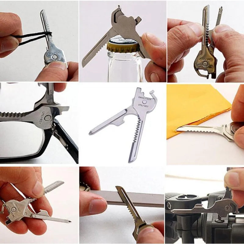 8-in-1 Multi-Tool Keychain for Camping & Survival | Folding Screwdriver, Bottle Opener | Compact Outdoor Utility Pliers with Key