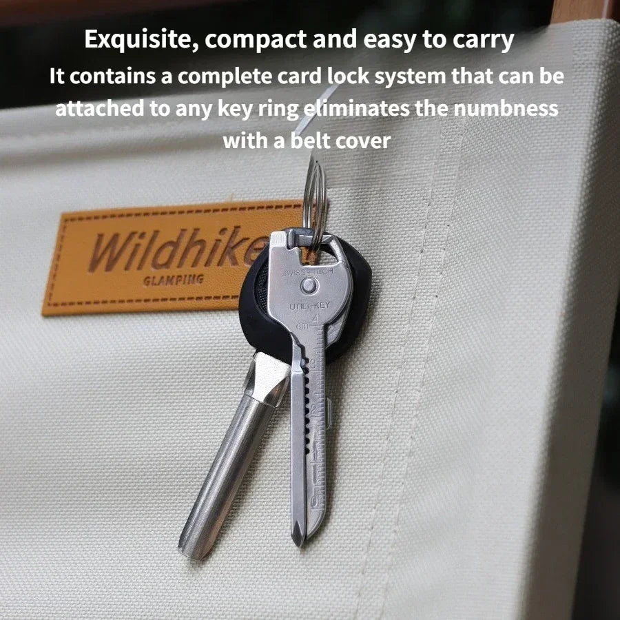 6-in-1 Multi-Tool Keychain for Camping & Survival | Folding Screwdriver, Bottle Opener | Compact Outdoor Utility Pliers with Key