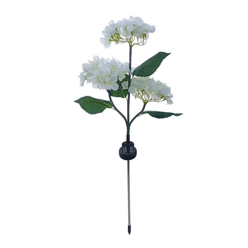 Hydrangea Flowers Lawn Light Garden Stakes Ground Lights Outdoor Decor Lamp Pathway Waterproof  Pond Floral Solar Powered Light