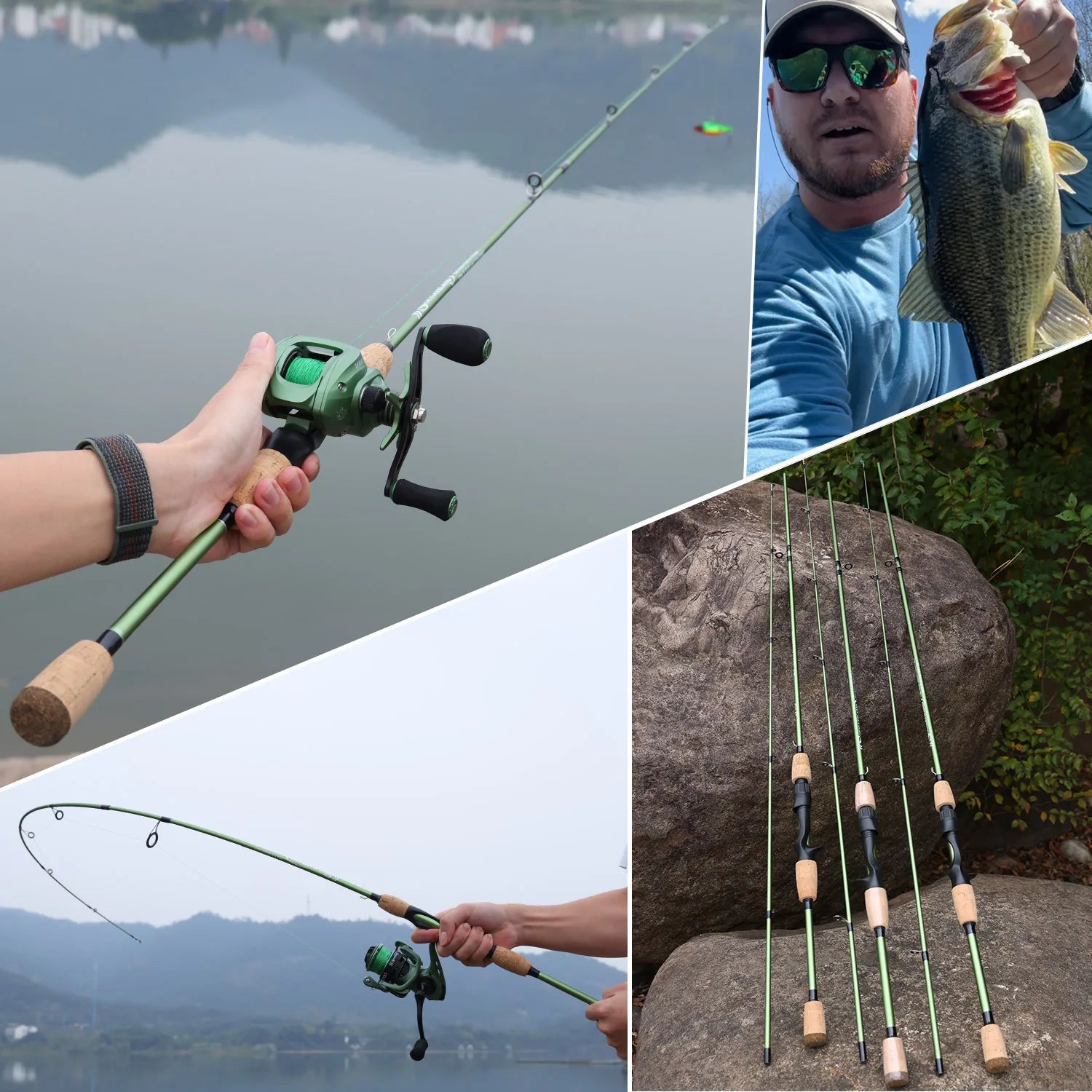 Sougayilang High Garbon Fishing Rod with Cork Anti Slip Grip Rust Proof Guide Ring Smooth and Precise Throwing to catch Big Fish