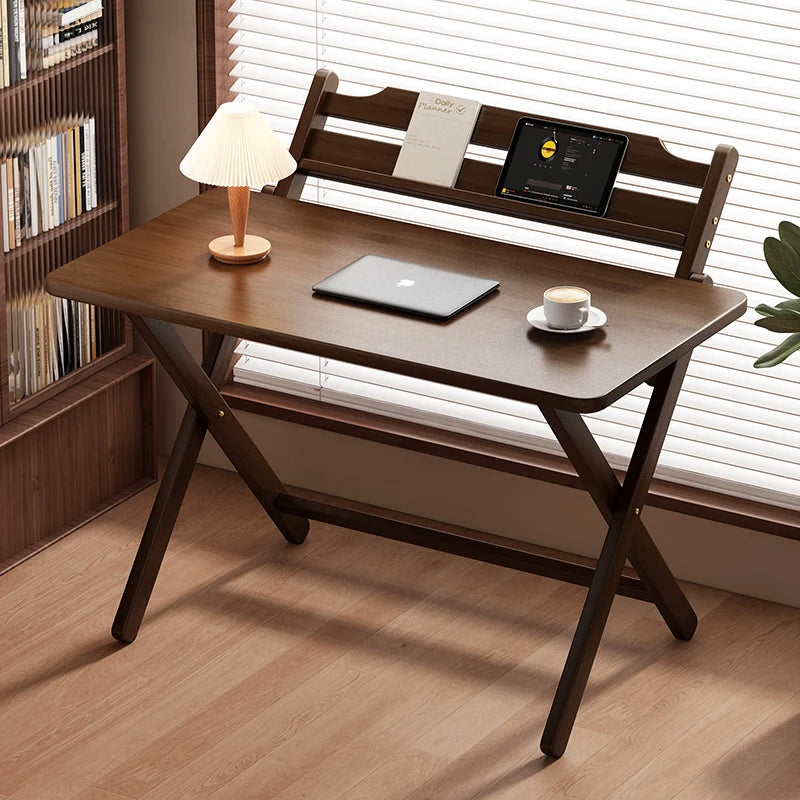 Foldable Study Desk | Space Saving Workstation with Adjustable Shelf & Multi-Function Laptop Table for Small Dorm Spaces‌