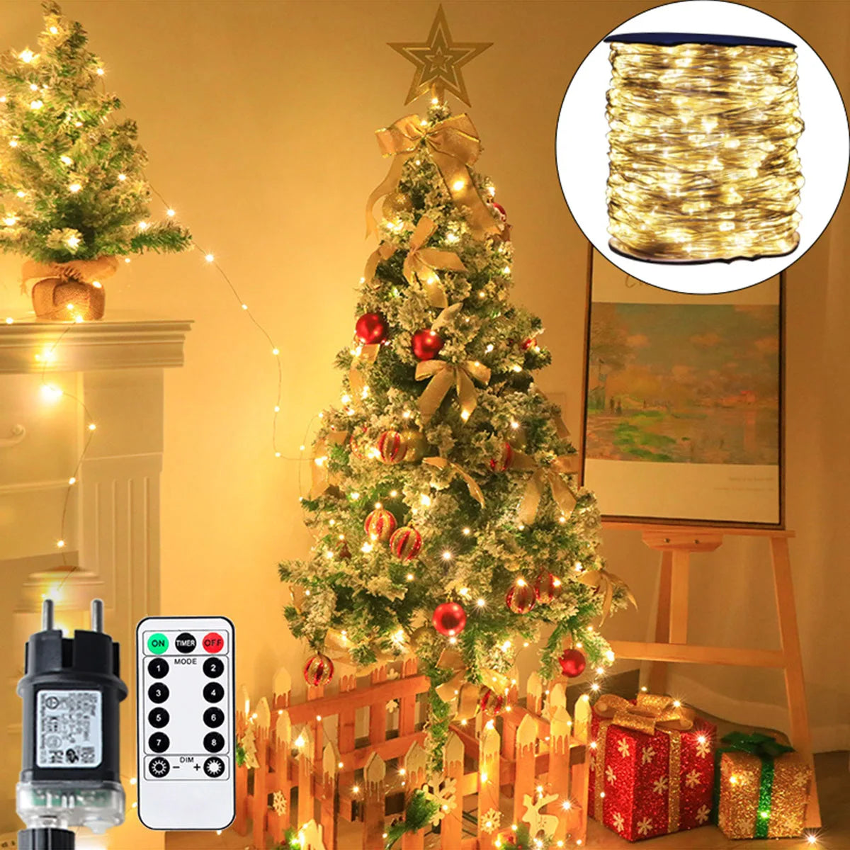 50M-200M Outdoor String Lights Christmas Fairy Lights Garland LED For New Year Wedding Party Terrace Camping Tree Decoration