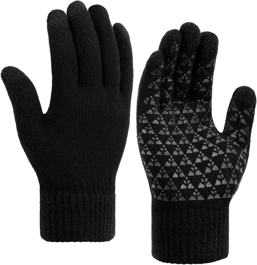 Winter Knitted Gloves Thermal Windproof Plush Warm Touchscreen Non Slip Bicycle Motorcycle Outdoor Sport Gloves