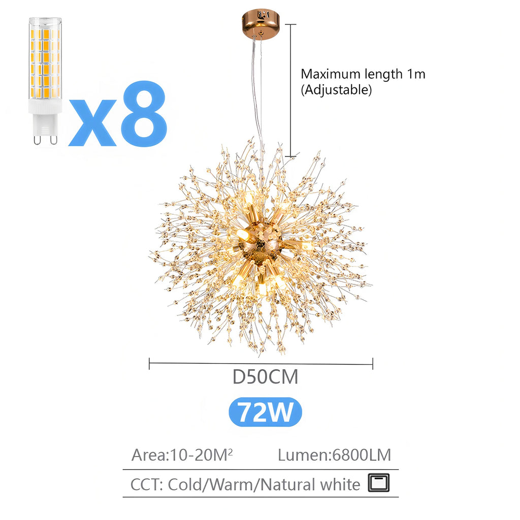 Modern LED Pendant Lights Creativity Dandelion Chandelier Home Art Crystal Lamps Living Room Dining Room Bedroom Home Decoration
