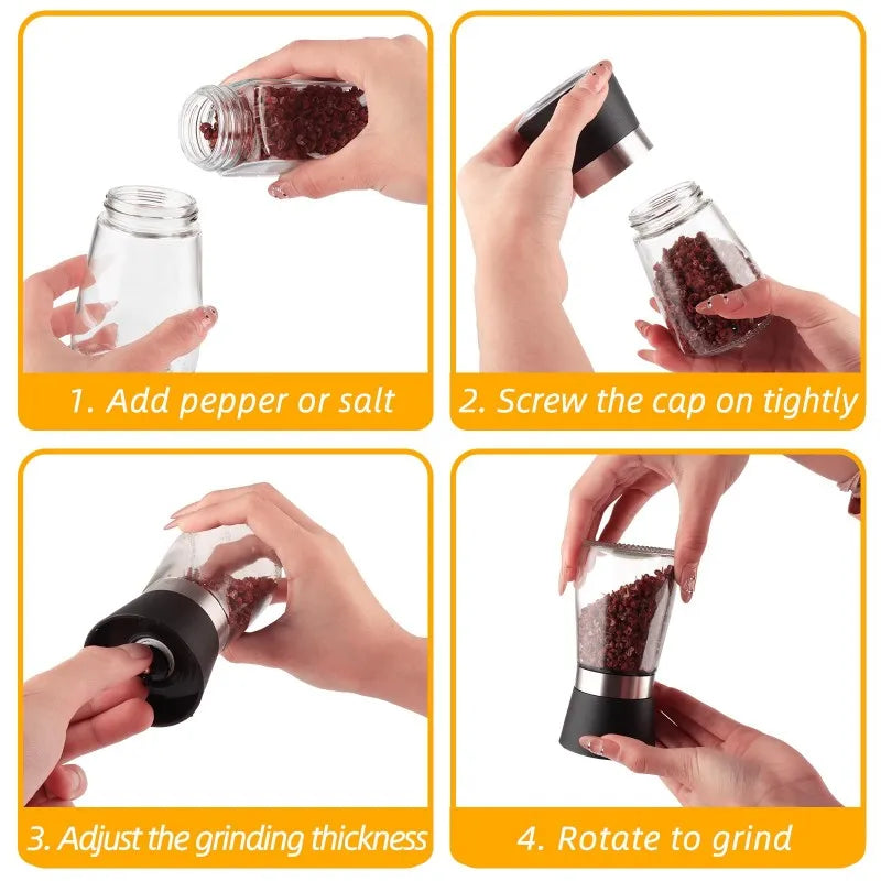 2/1Pcs Manual Salt Pepper Grinder Pepper Grinder Salt Grinder Stainless Steel Salt and Pepper Shakers Kitchen Mills Accessories