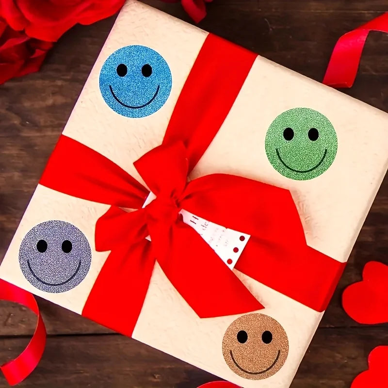 1 Roll of 500 Self-Adhesive Smiley Stickers, 10 Mixed Colors, Suitable for Reward Stickers, Classroom Supplies, Party Gifts, Etc