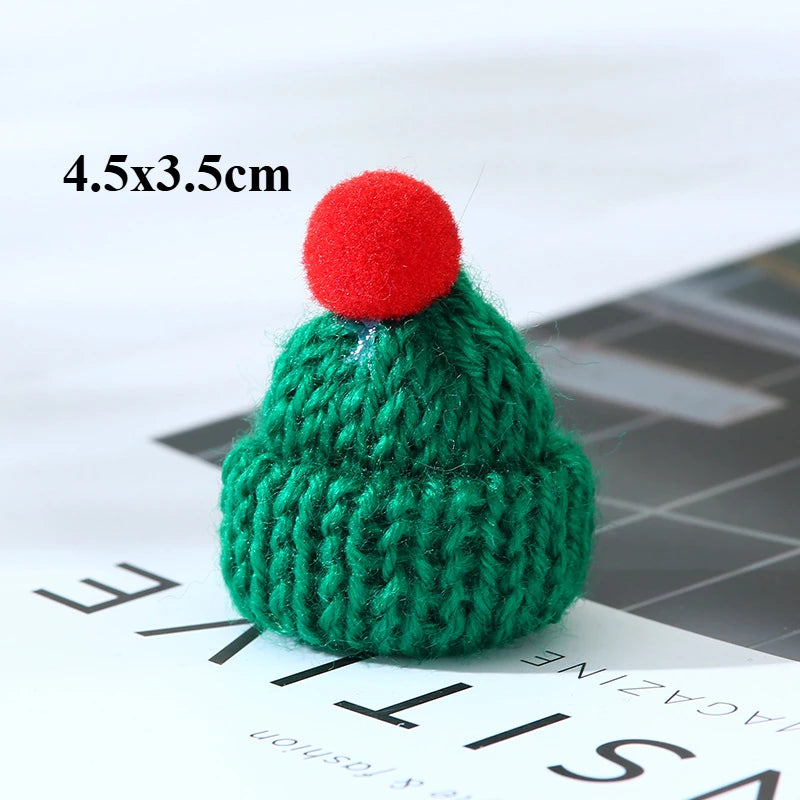 10PCS/set Mini Knit Hat Mini Christmas Scarf Set Knitting Craft Doll Hats DIY Jewelry Making Hair Decoration Accessories Crafts