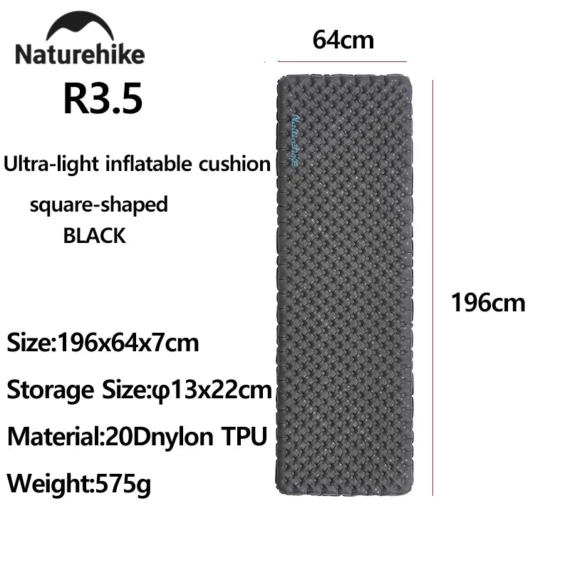 Naturehike Camping Inflatable Mattress R 5.8 Ultralight Portable Foldable Tent Sleeping Pad Outdoor Travel Hiking Beach Mat