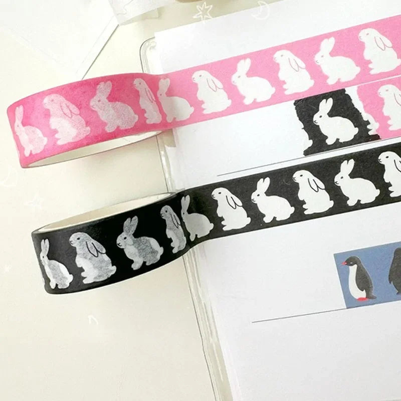 Korean Ins Cute Penguin Tapes DIY Washi  Cartoon Rabbit Paster Girls Phone Decoration Material Scrapbook Journal Creative Decals