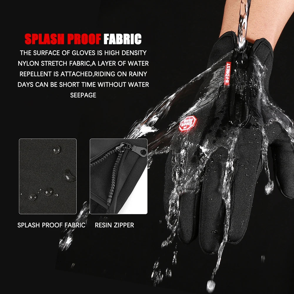 Winter Warm Men's Gloves Touchscreen Sport Women Outdoor Fishing Splash-proof Skiing Cycling Snowboard Nonslip Zipper Gloves