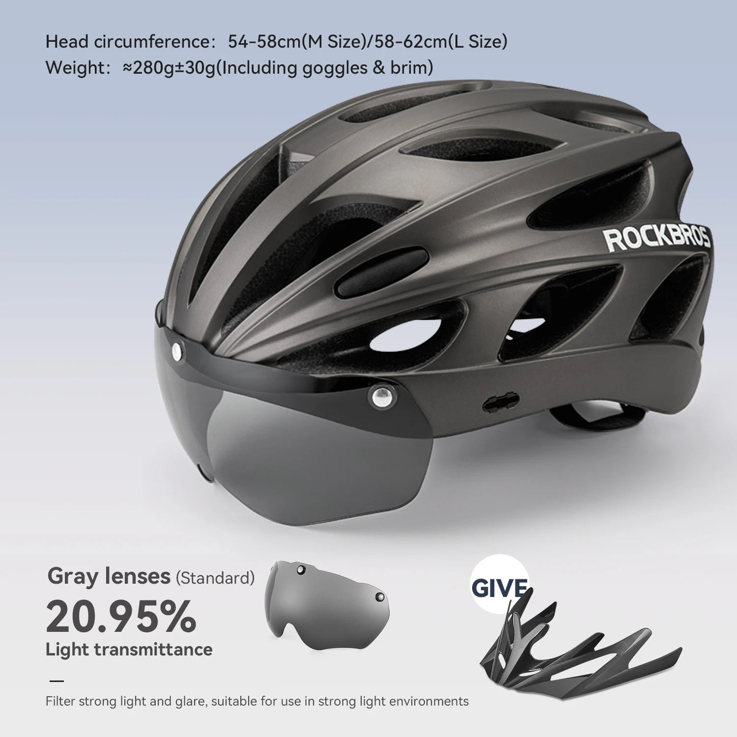 ROCKBROS Cycling Helmet With Goggles Visor Brim Adults Safety Riding Bike Helmet Breathable Ultralight MTB Road Bicycle Helmet