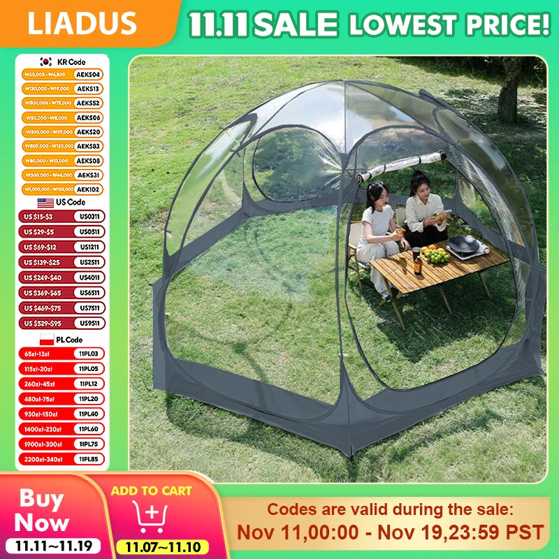 Transparent Thickened PVC Starry Star Tent Portable Spherical Outdoor Camping Tent Quick Opening Folding Tent Rainproof Shelter