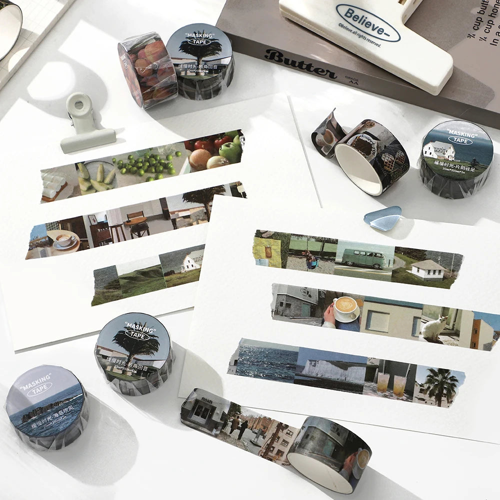 2 Roll Washi Paper Tape Ins Style Daily Life Sharing Pattern Diary Tape Creative Phone Case Storage Box Photo Decorative