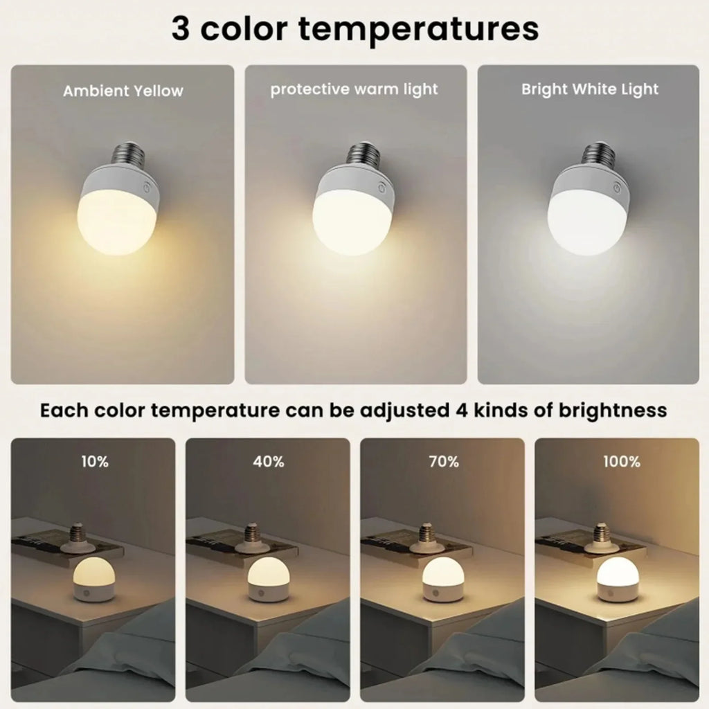 Smart Rechargeable LED Bulb E27 Remote Control RGB Dimmable 16 Million Colors Timer & Energy Saving Battery Operated Night Light